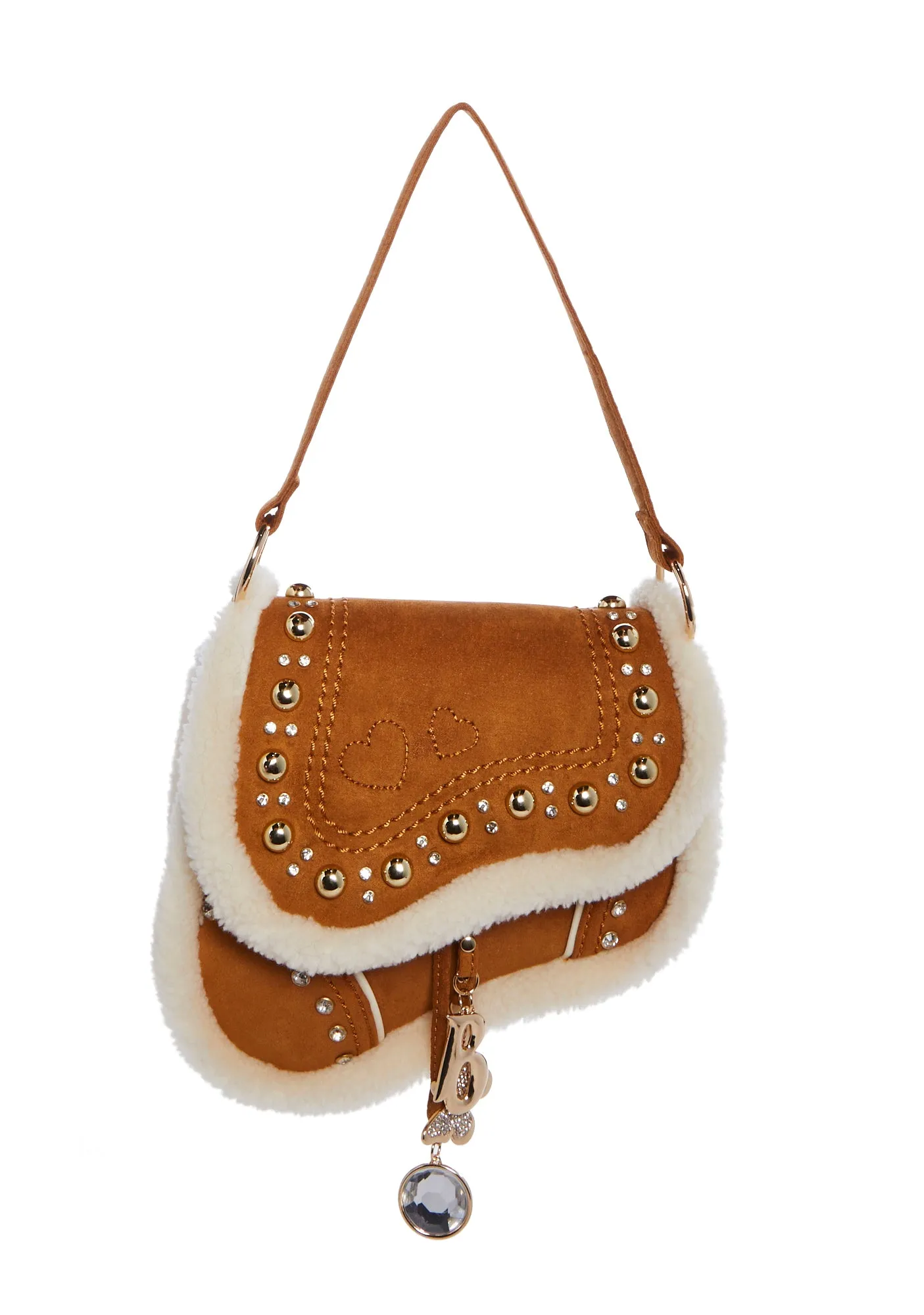 Livin' It Up Studded Saddle Bag - Brown