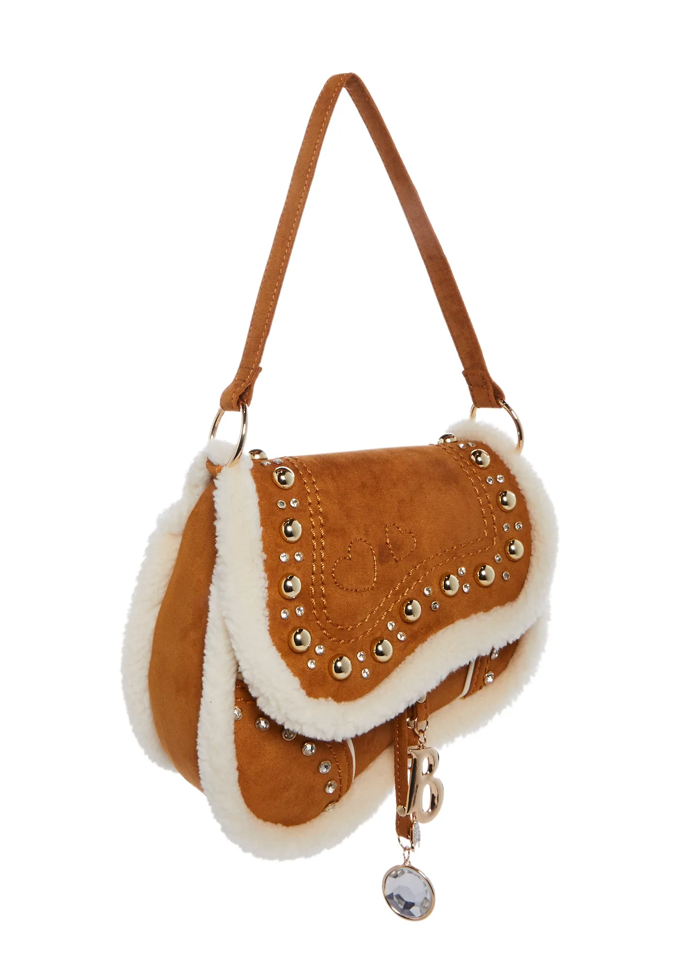 Livin' It Up Studded Saddle Bag - Brown