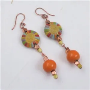 Long Handmade Multi-colored Designer Earrings Copper