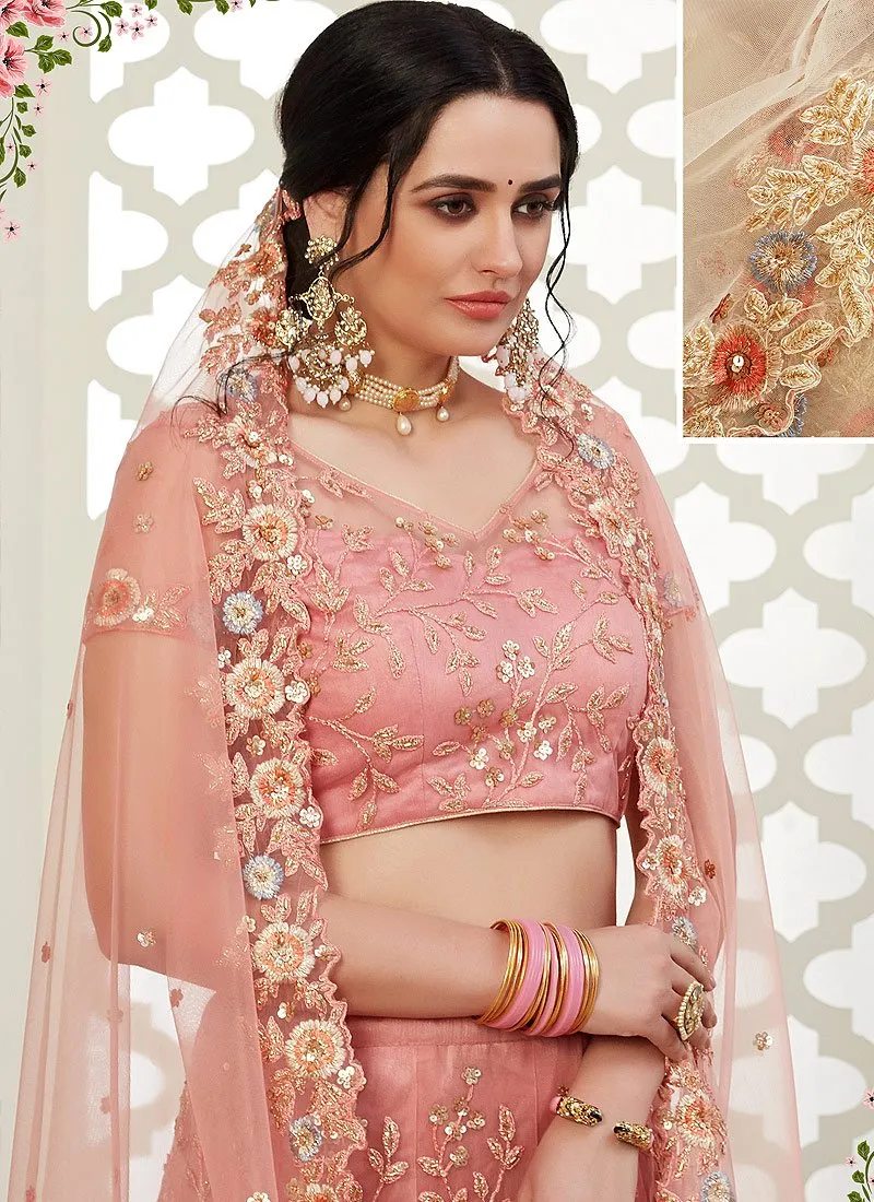 Lovable Pink Floral Embroidered Stunning Lehenga Choli