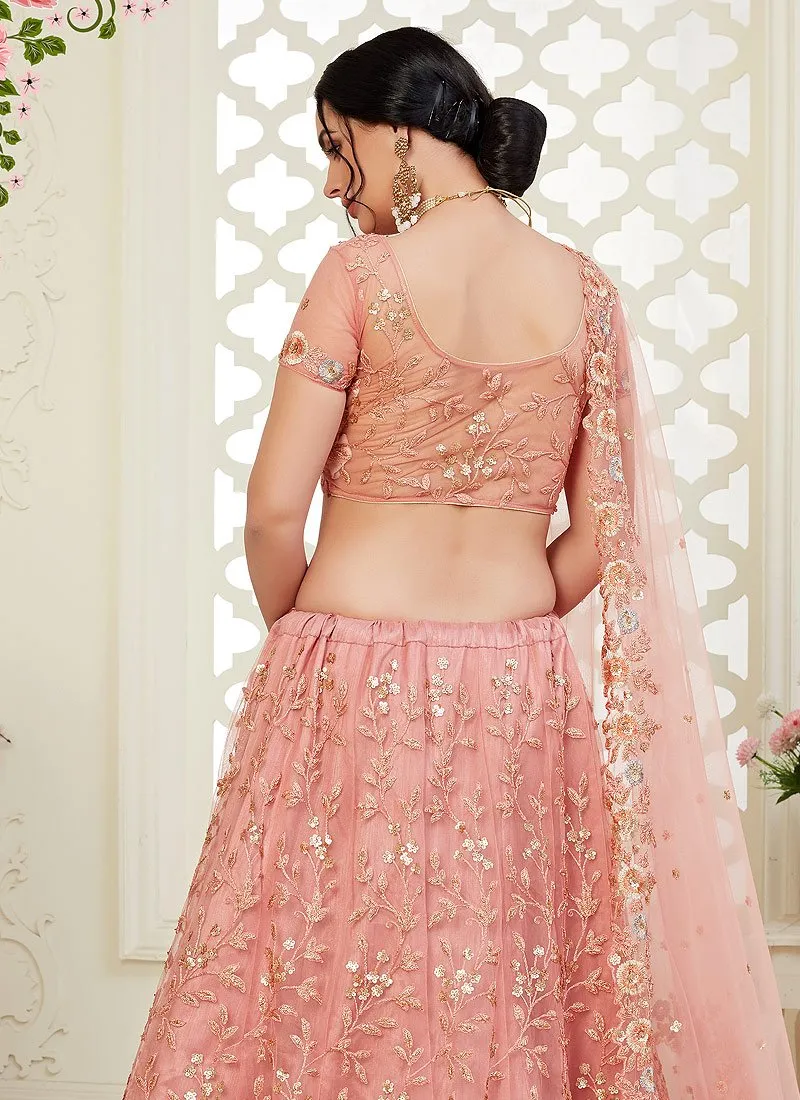 Lovable Pink Floral Embroidered Stunning Lehenga Choli