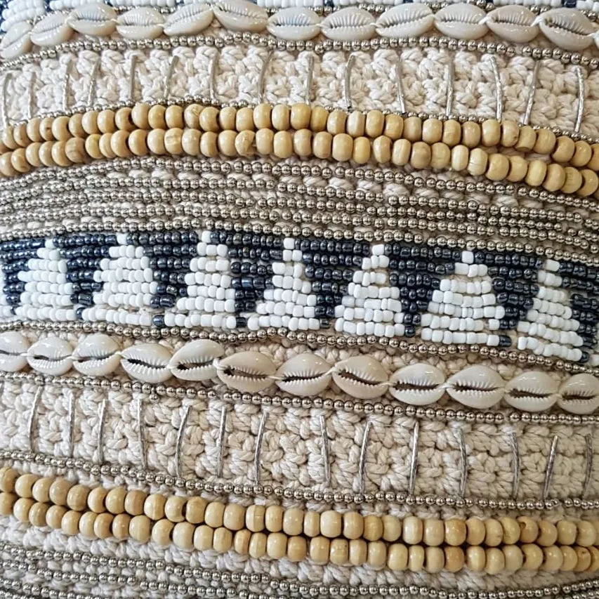 Macrame Cushion With Stunning Shell and Bead Pattern