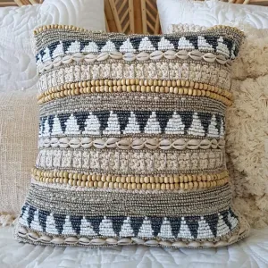 Macrame Cushion With Stunning Shell and Bead Pattern