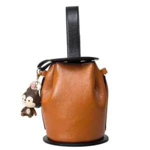 Magnetic Closure PU Leather Crossbody Bag - Light Brown