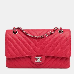 Medium Classic Chevron Caviar Double Flap Bag