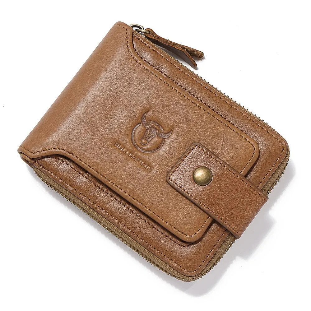 Men RFID Antimagnetic Solid Cowhide 11 Card Slots Coin Bag Zipper Wallet