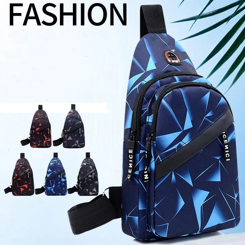 Men Sling Chest Bag Earphone Hole Design Crossbody Bag