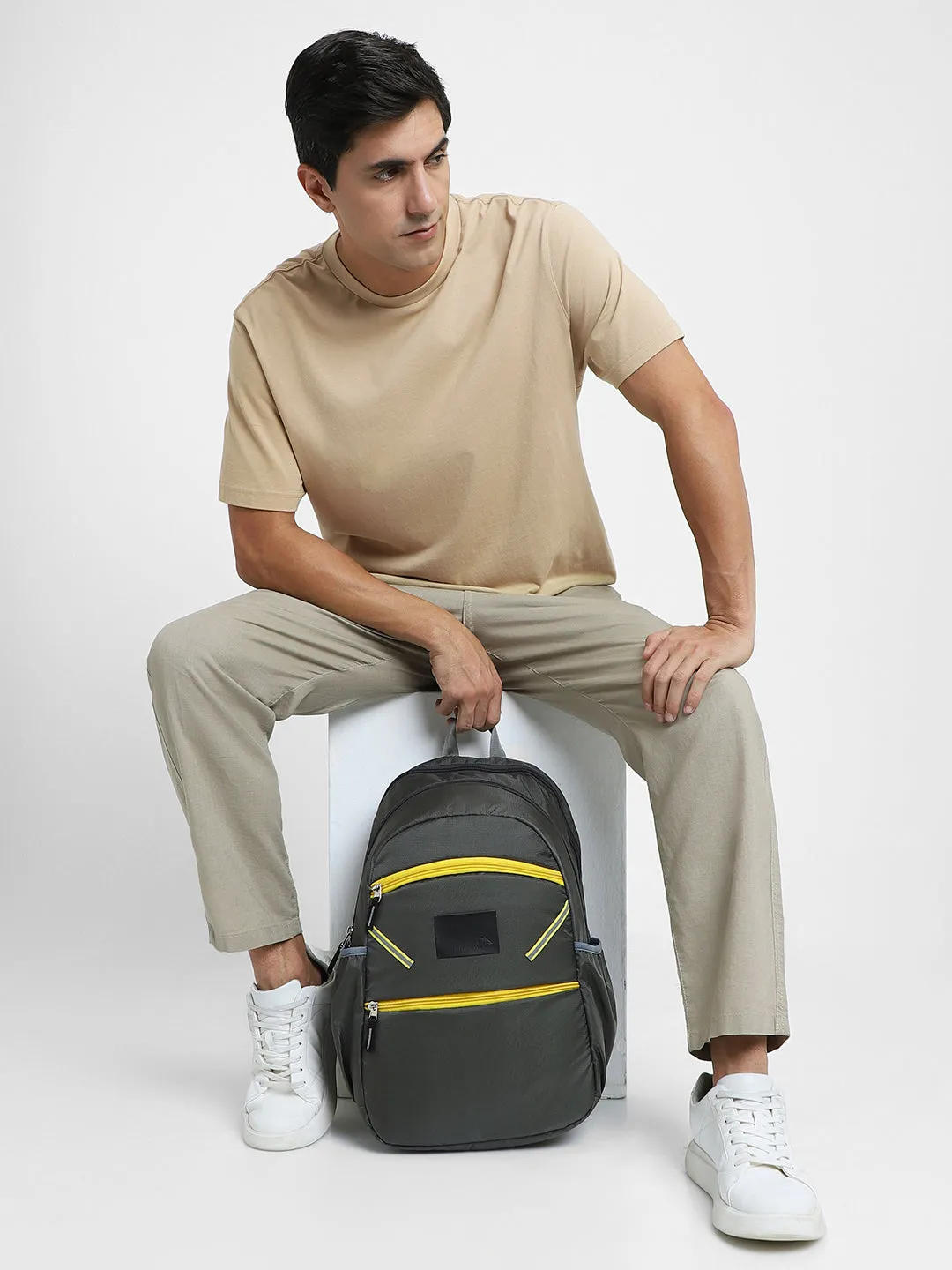 Men's Dark Grey Travel Backpack with adjustable shoulder strap