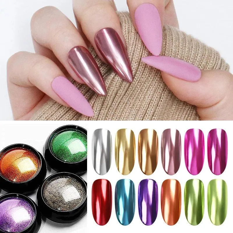 Metallic Mirror Chrome Nail Powder for Stunning Shine & Effects