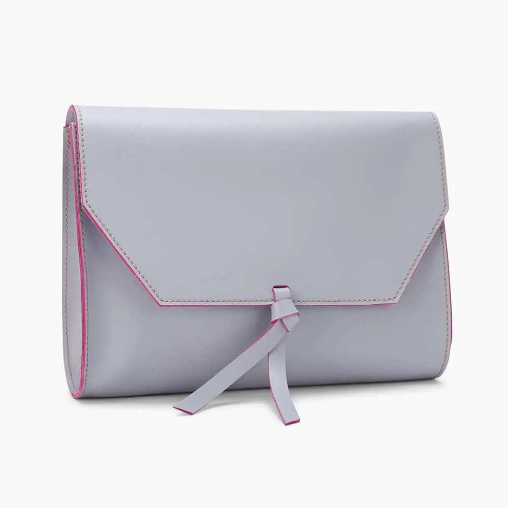 Mini Leather Crossbody Clutch Bag - Grey