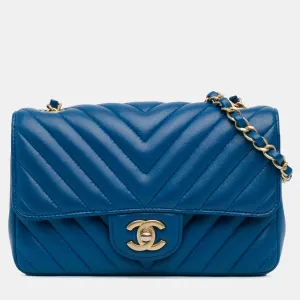 Mini Rectangular Classic Chevron Lambskin Single Flap  Bag