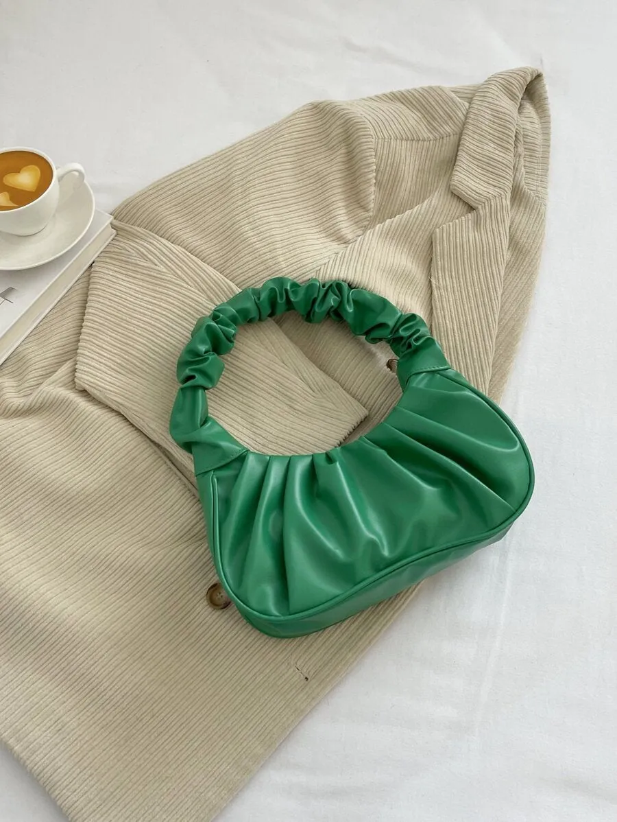 Minimalist Snap Button Ruched Bag