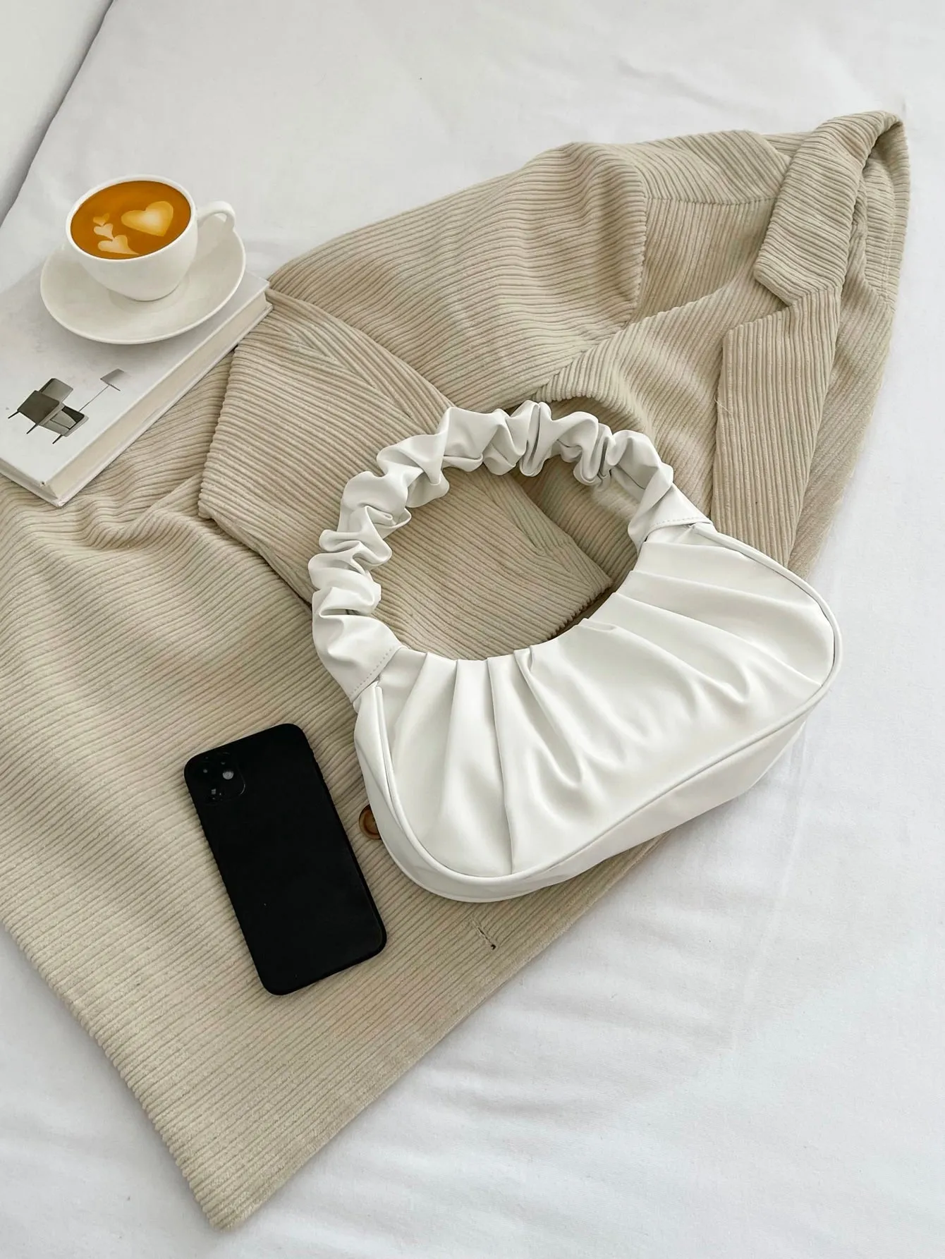 Minimalist Snap Button Ruched Bag