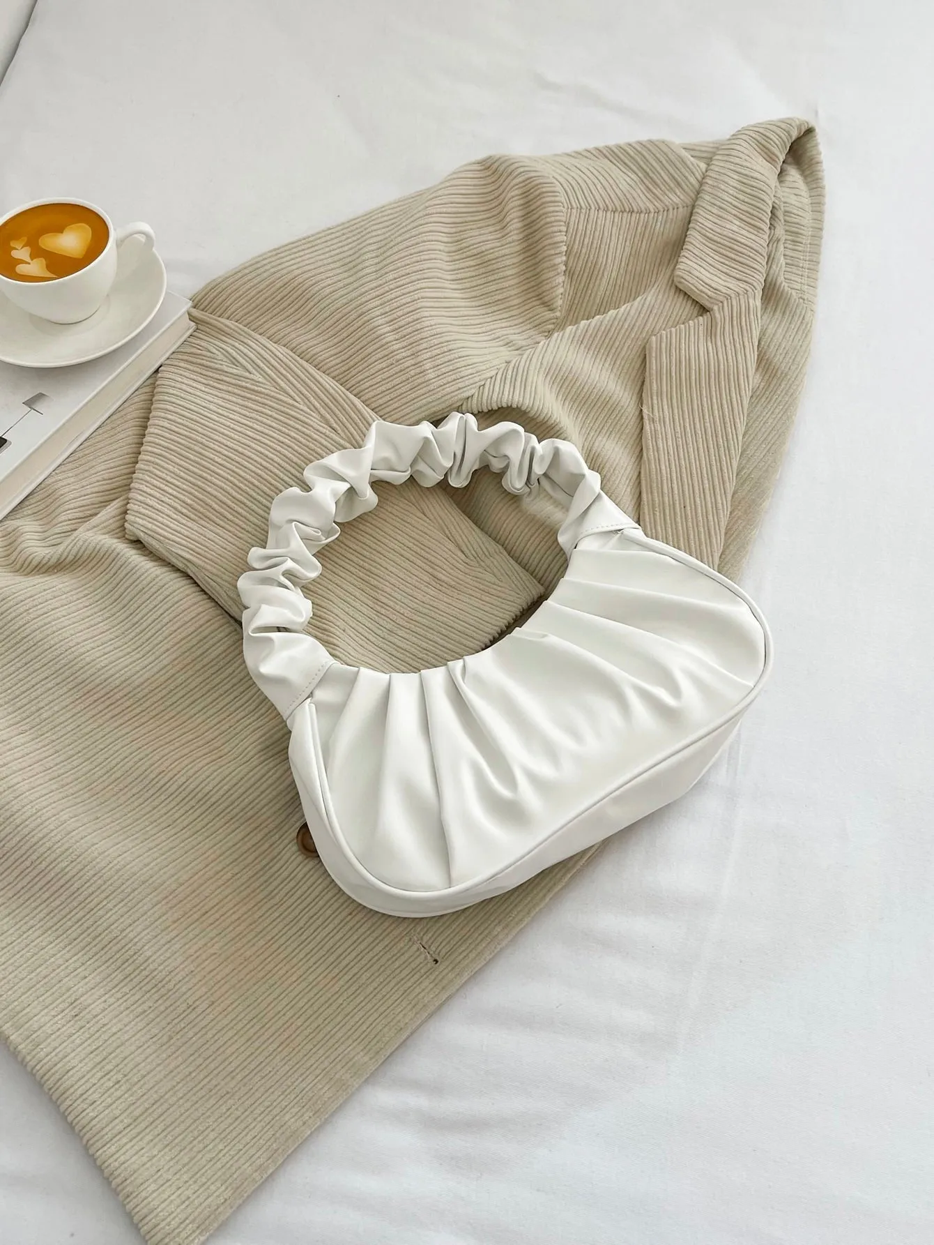 Minimalist Snap Button Ruched Bag