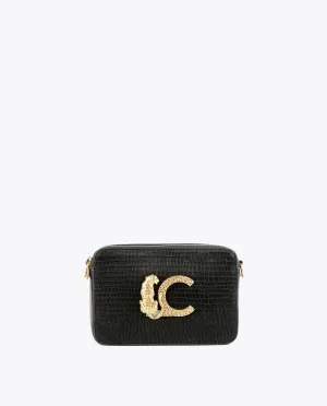 Mock croc faux leather crossbody bag