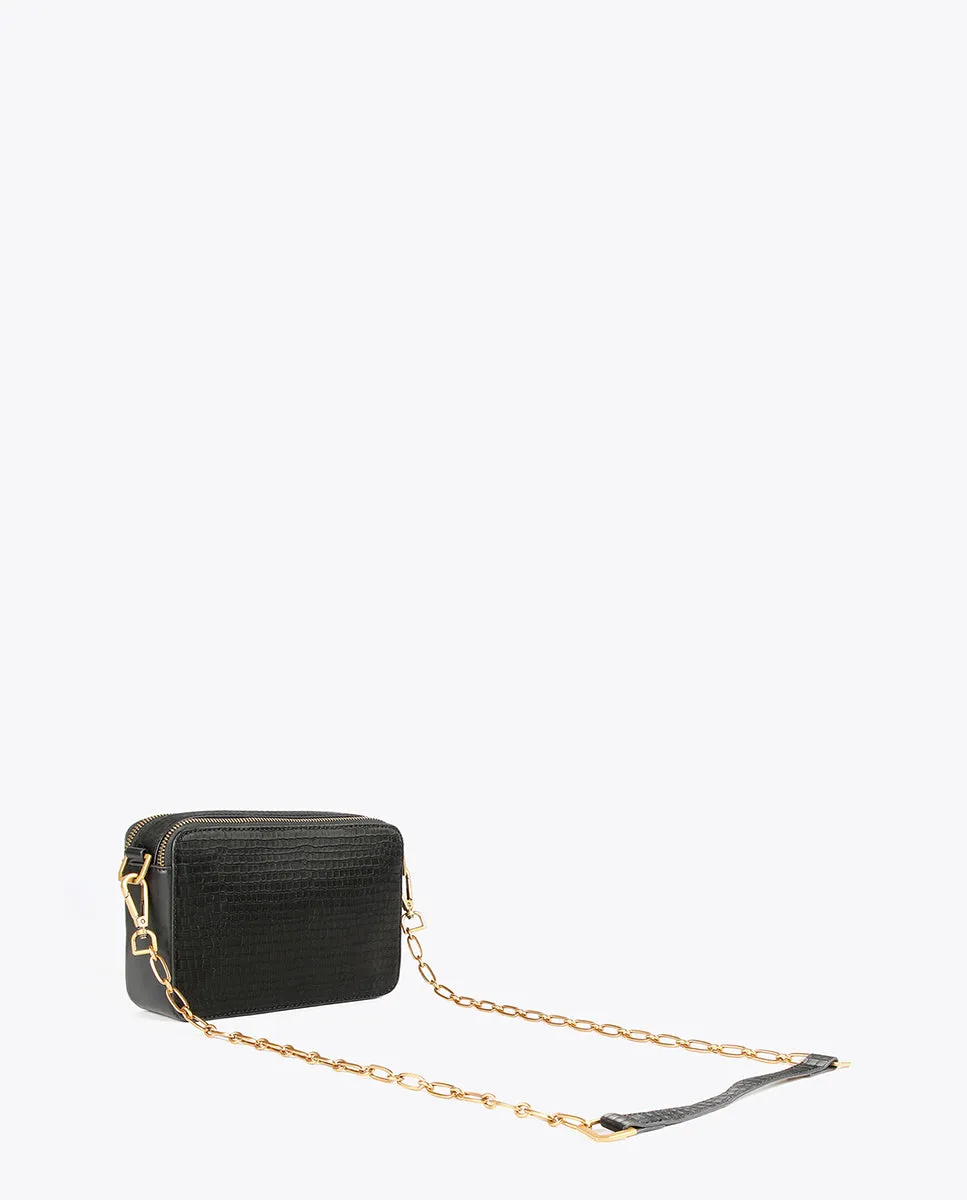 Mock croc faux leather crossbody bag