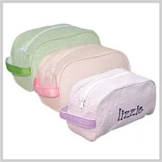 Monogrammed Seersucker Toiletry Bags