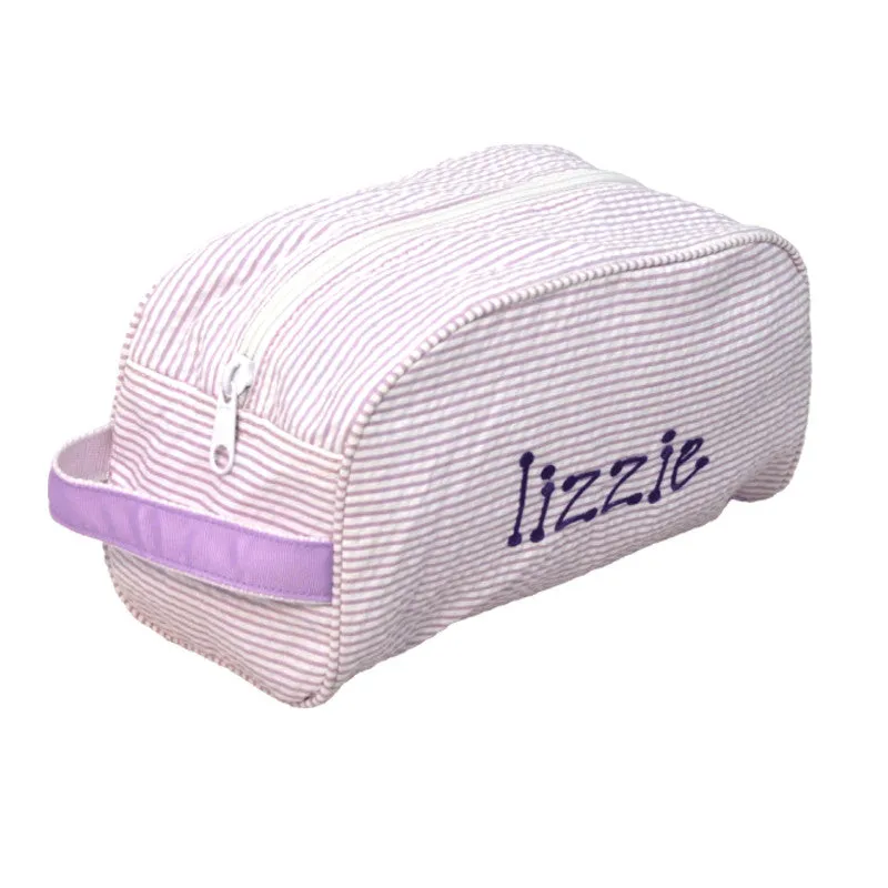 Monogrammed Seersucker Toiletry Bags