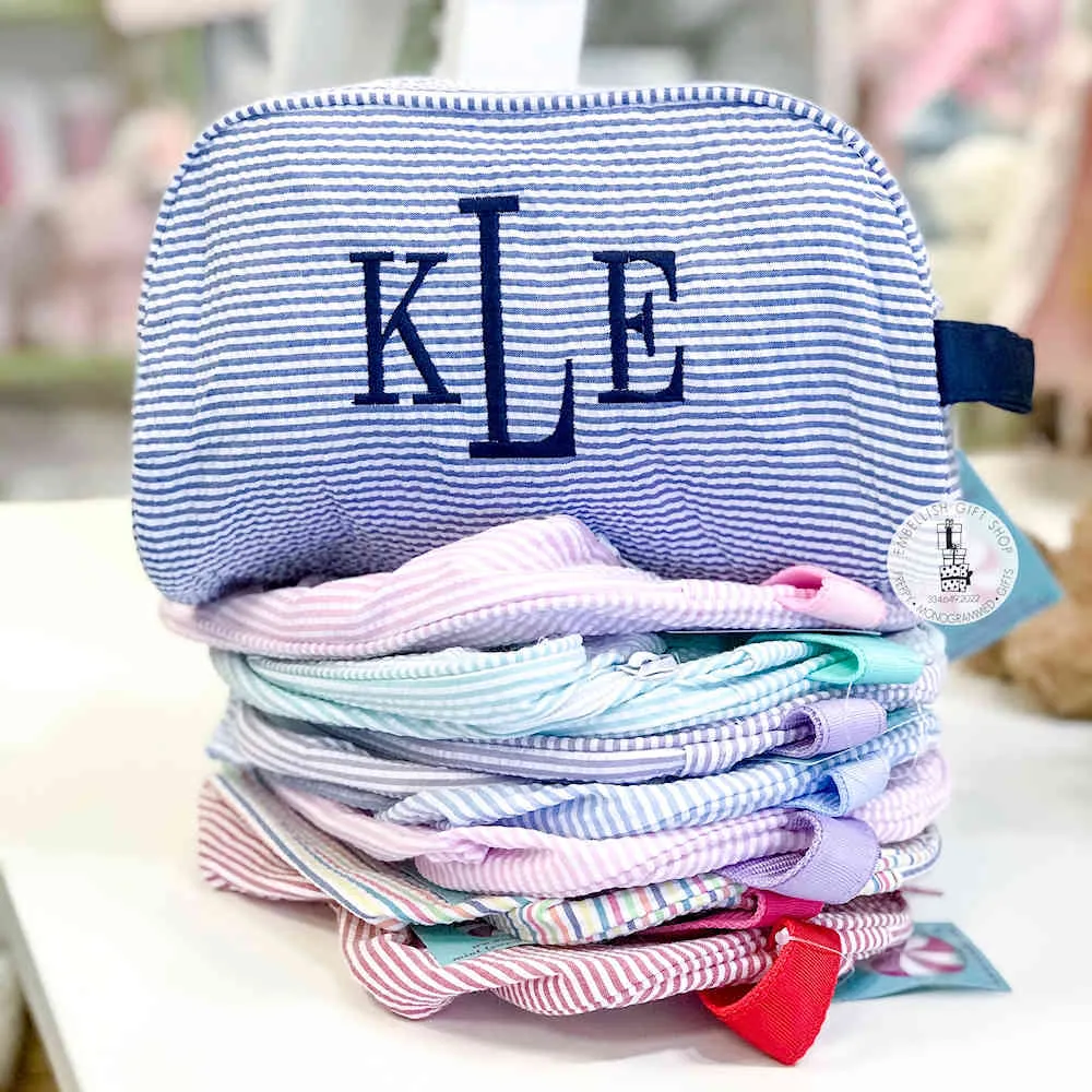 Monogrammed Seersucker Toiletry Bags