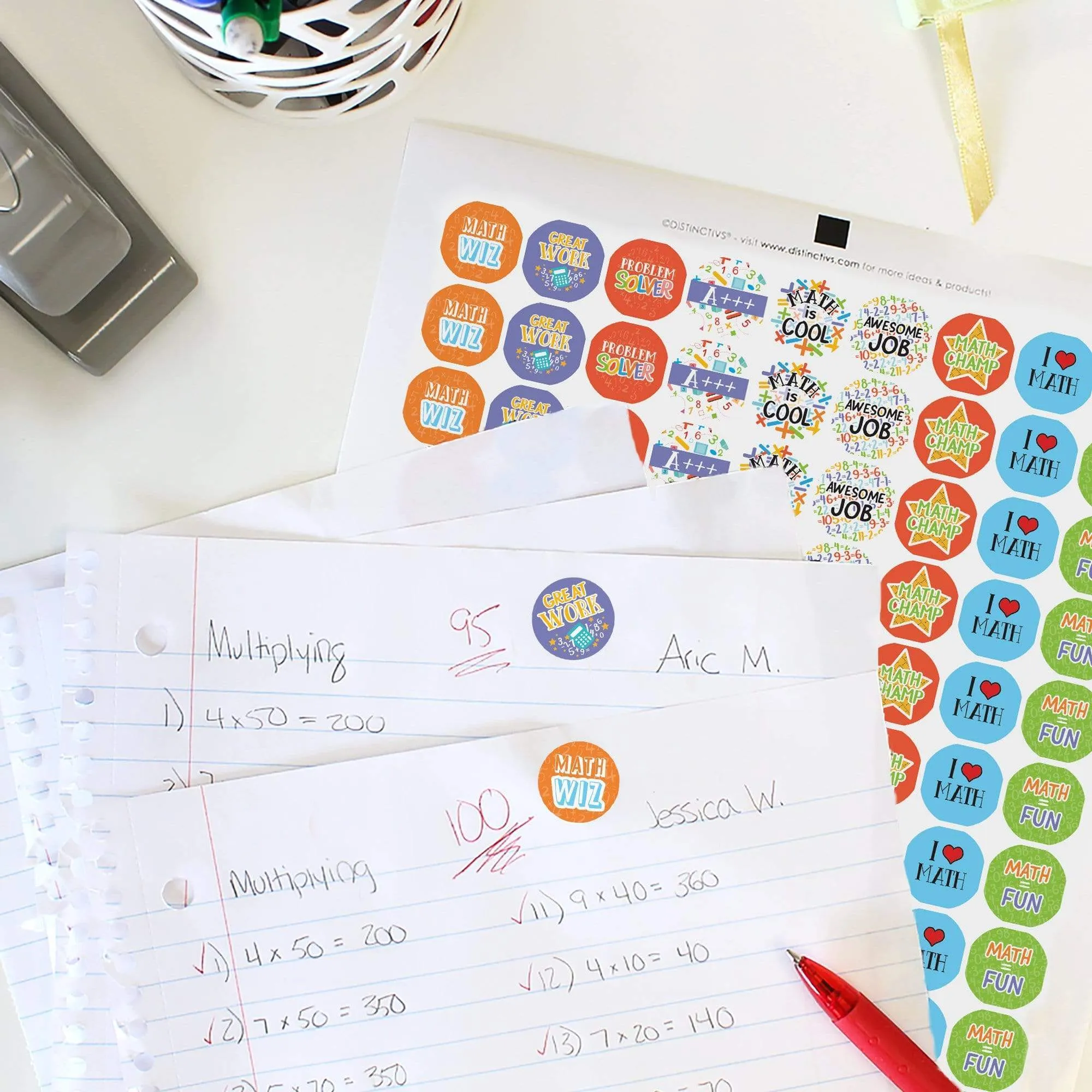 Motivational Teacher Reward Stickers for Students: Math is Fun (1,080 Stickers)