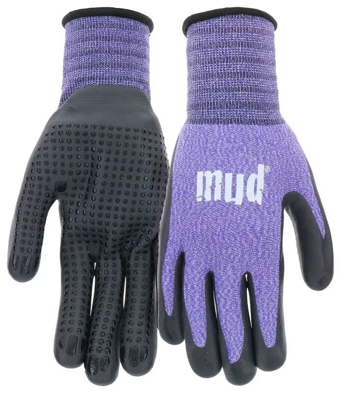 Mud MD31011V-W-SM Coated Gloves, Women's, S/M, Knit Cuff, Nitrile Coating, Violet :PR: QUANTITY: 1