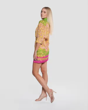 Multi-Colored Baroque Mini Dress