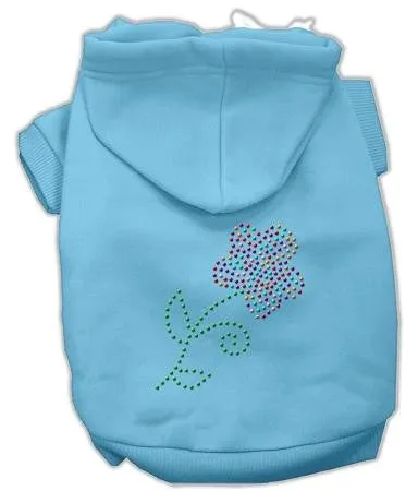 Multi-colored Flower Rhinestone Hoodie Baby Blue S (10)