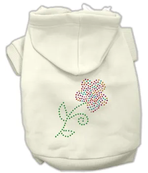 Multi-colored Flower Rhinestone Hoodie Cream S (10)