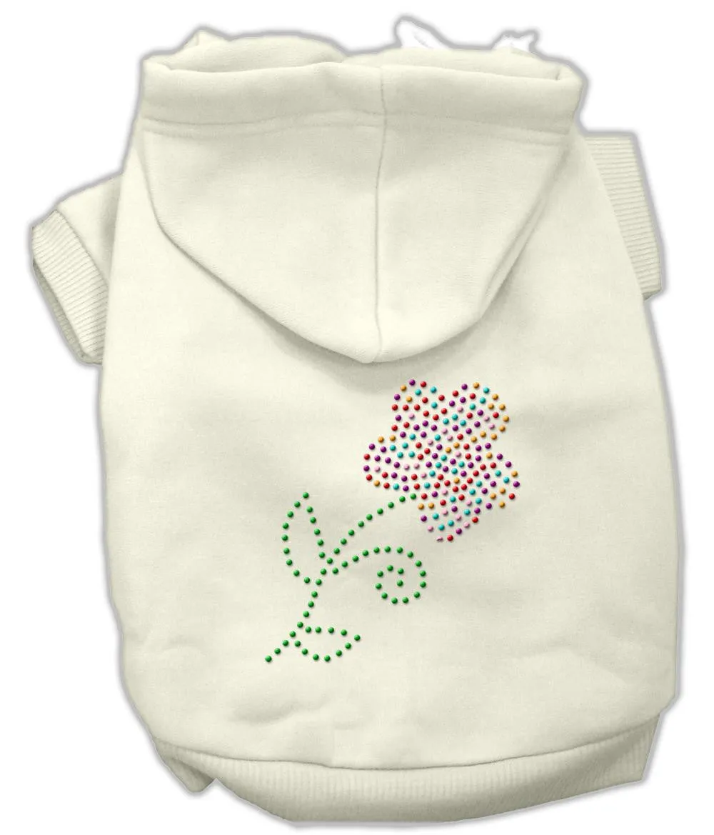 Multi-colored Flower Rhinestone Hoodie Cream S (10)