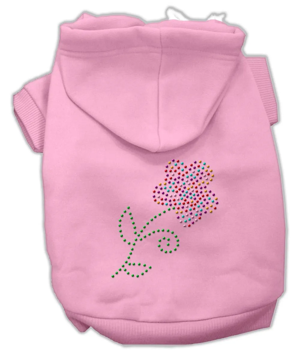 Multi-colored Flower Rhinestone Hoodie Pink L (14)