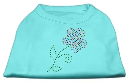 Multi-Colored Flower Rhinestone Shirt Aqua L (14)