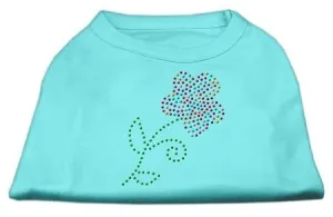 Multi-Colored Flower Rhinestone Shirt Aqua M (12)