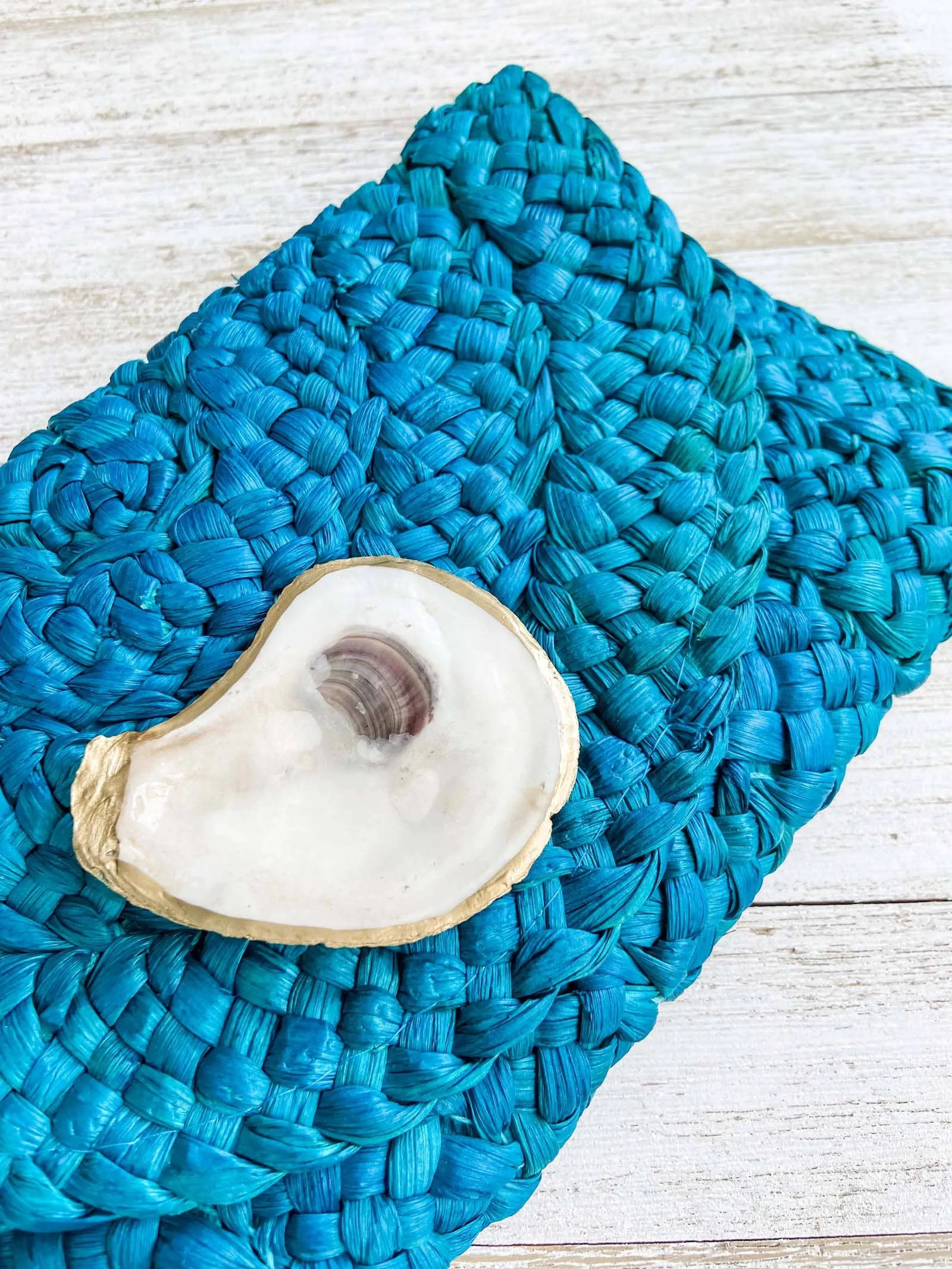 Multi-Colored Oyster Shell Clutch