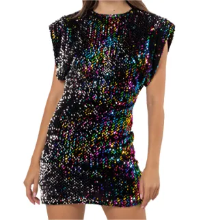 Multi Colored Sequin Velvet Mini Dress