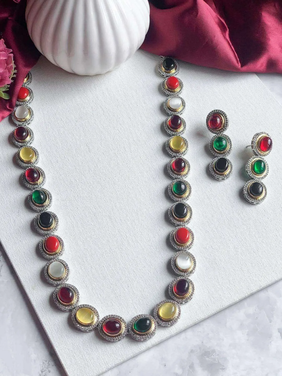 Multi Colored Single Line Necklace