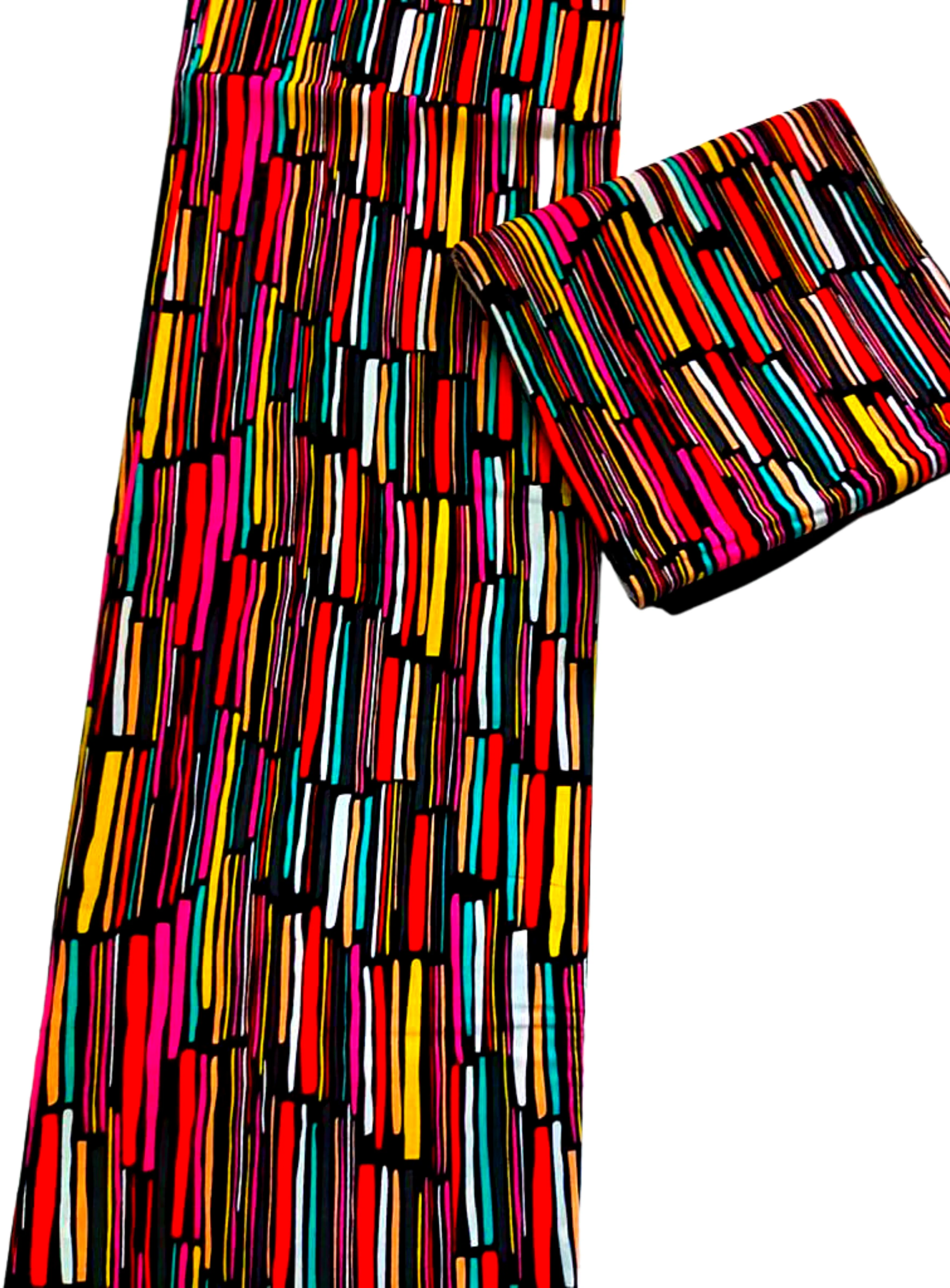 Multi-colored Striped African Print - CA328