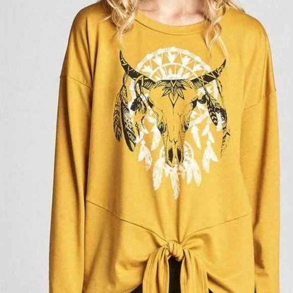 Mustard Bull Horns Print Top