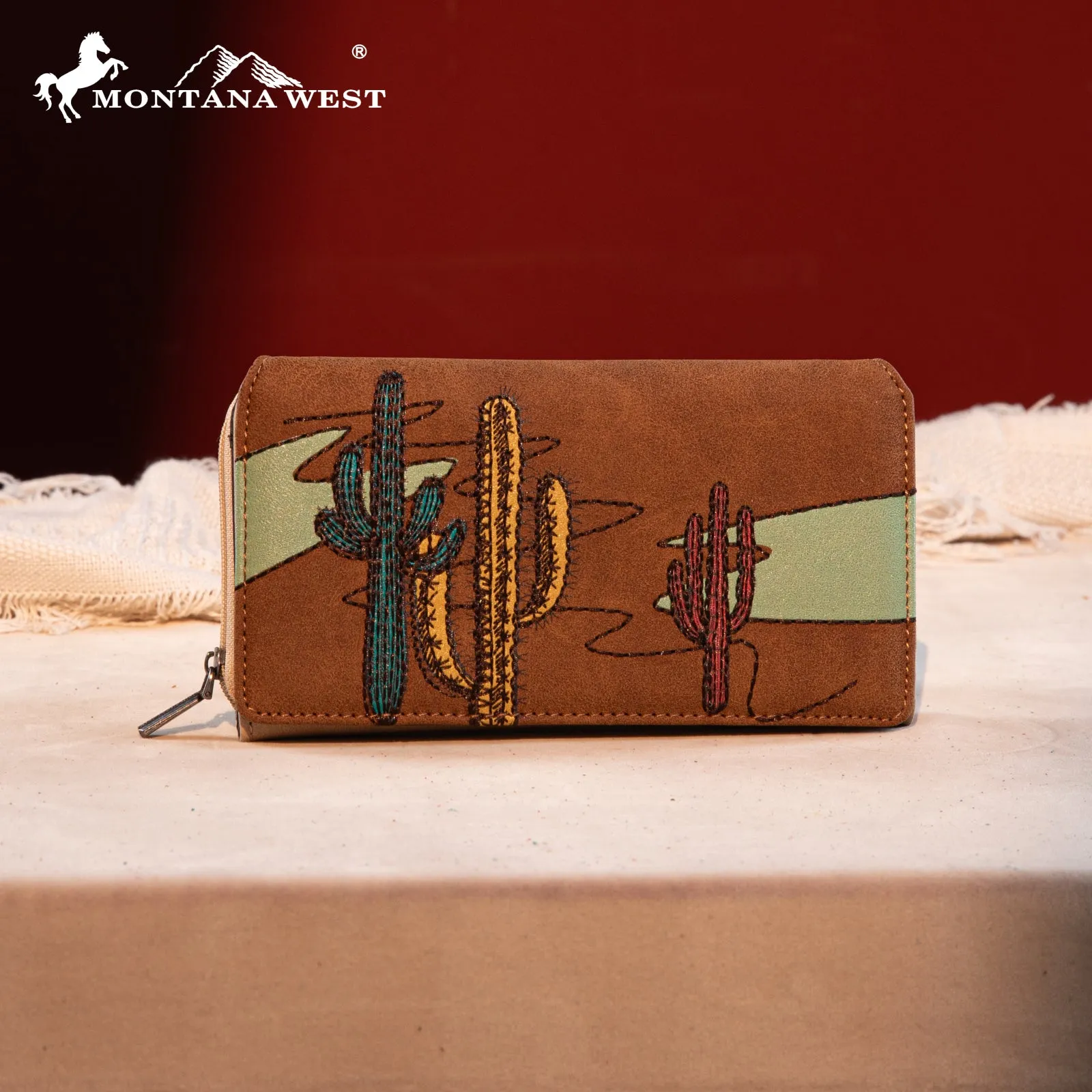 MW1309-W010 Montana West Embroidered Collection Long Wallet