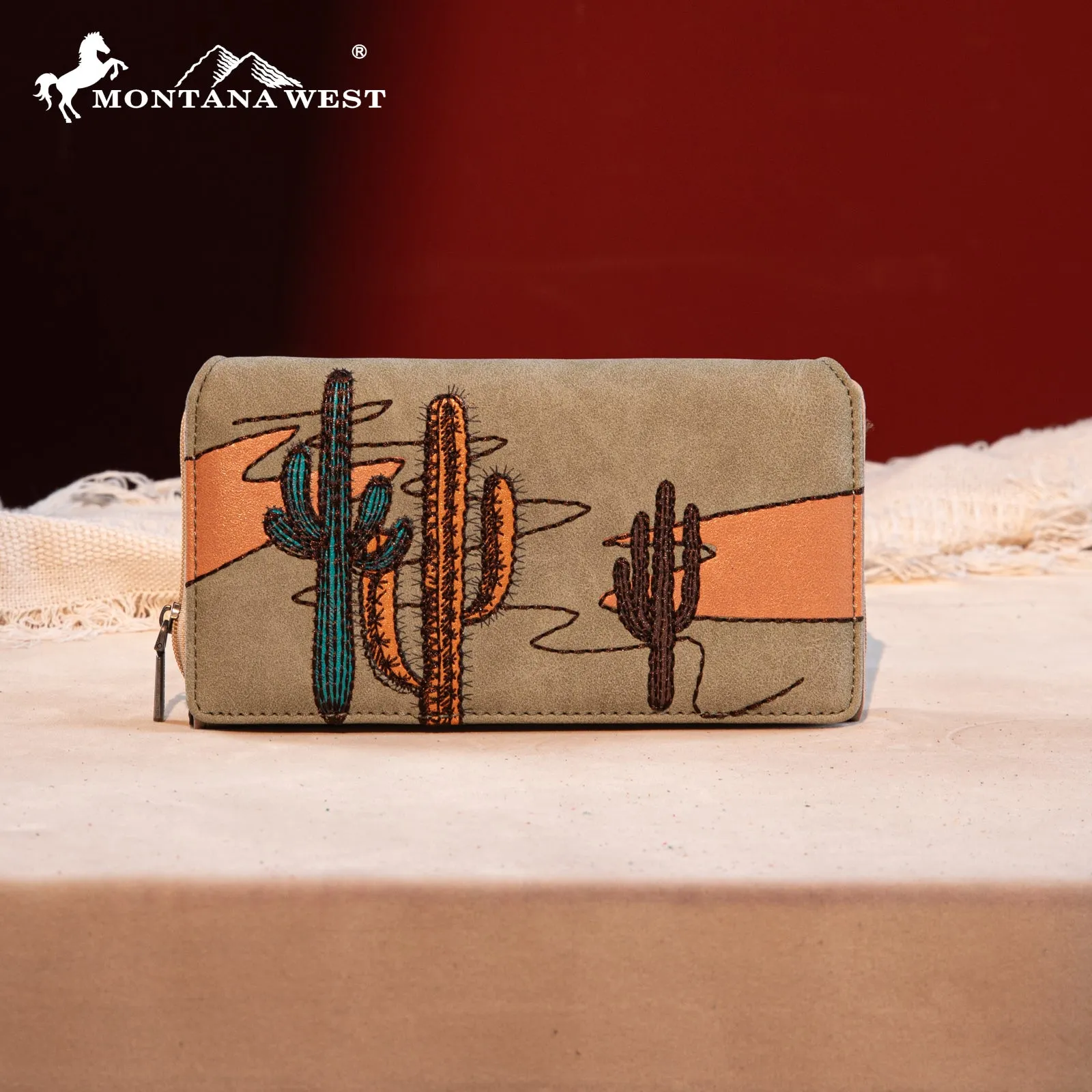 MW1309-W010 Montana West Embroidered Collection Long Wallet