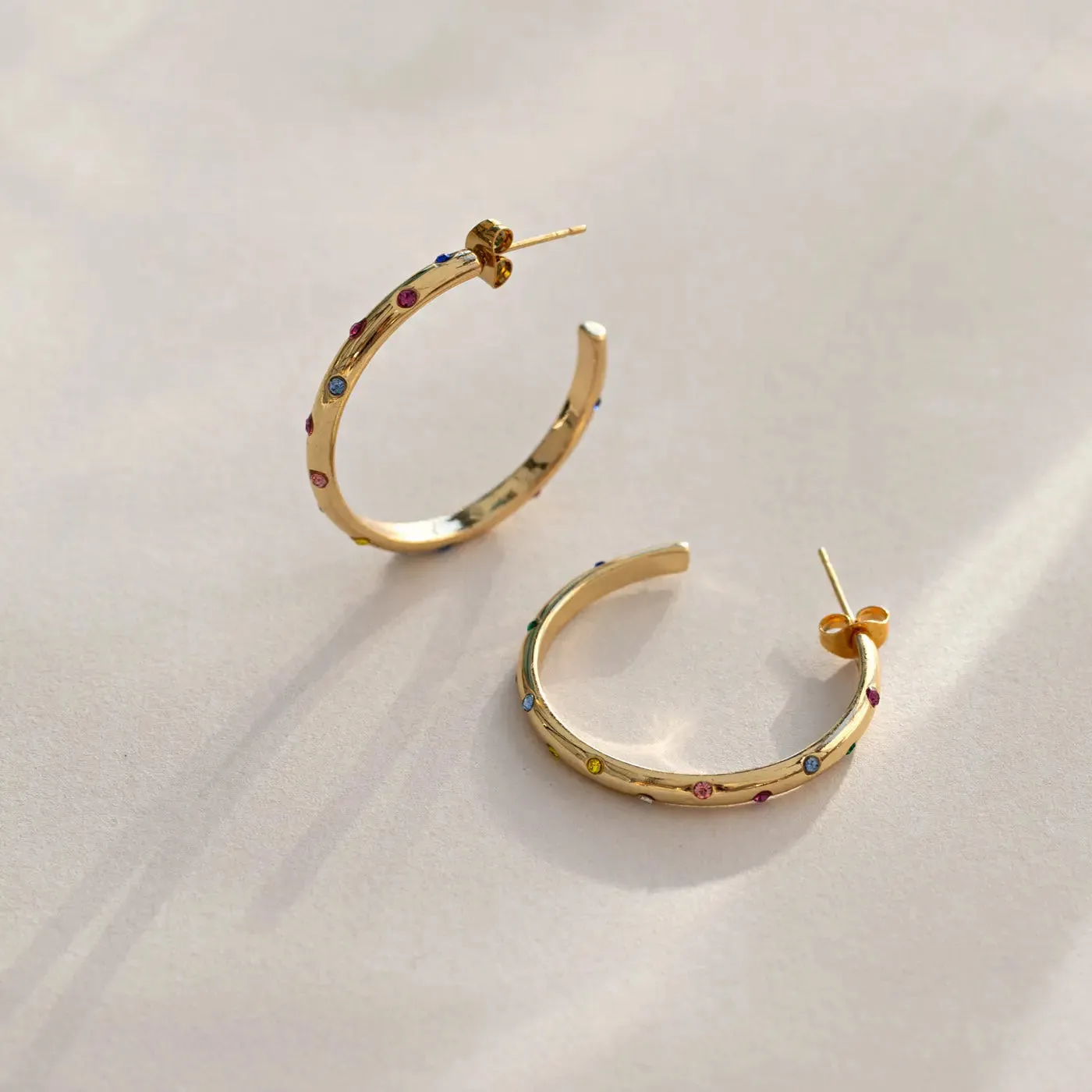 Nandi - Multi Colored Crystal Hoop Earrings