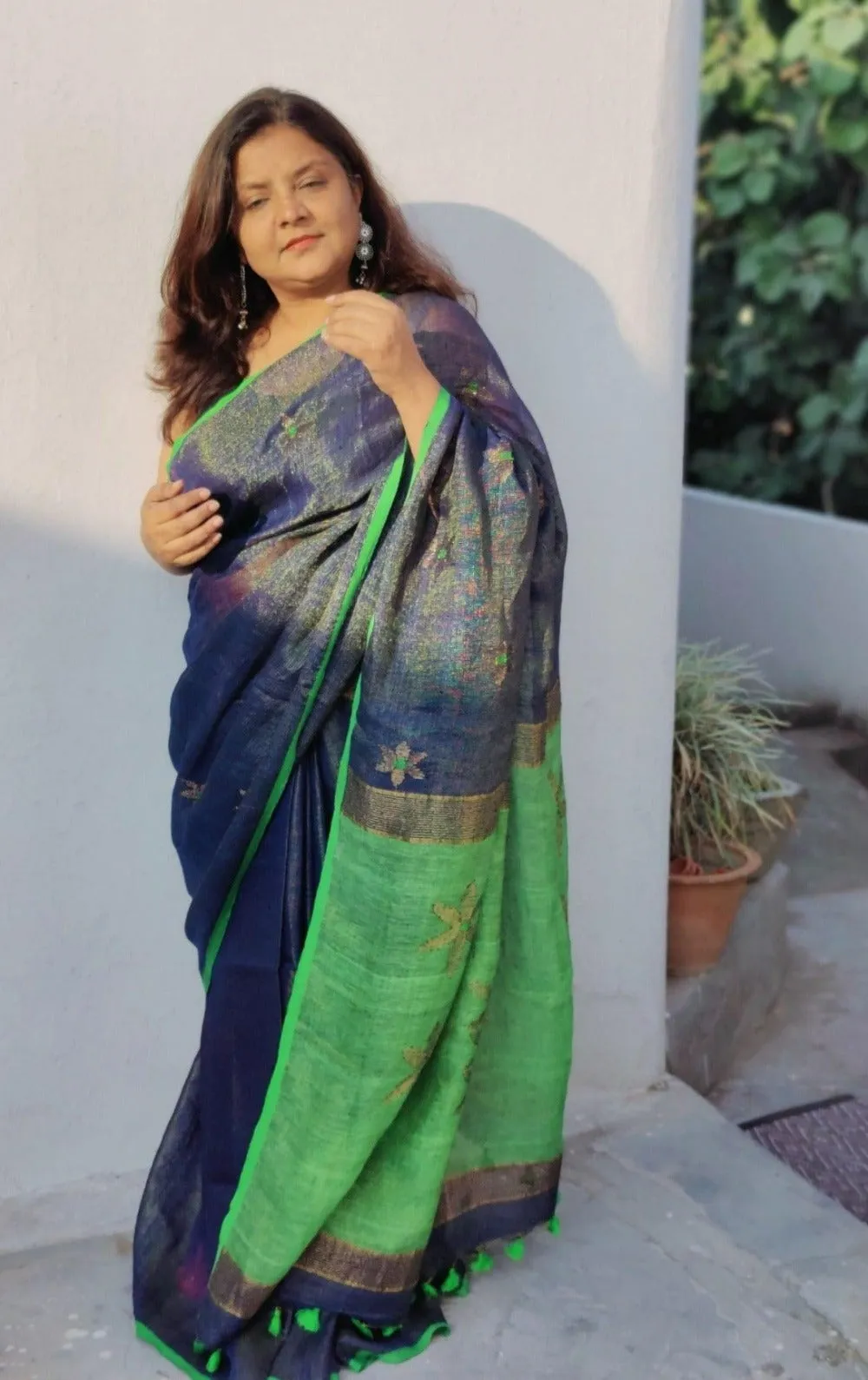 NEELIMA  LINEN SAREE