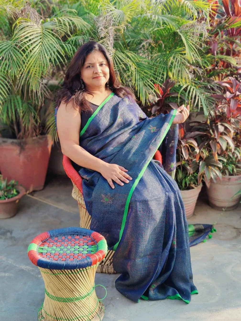 NEELIMA  LINEN SAREE