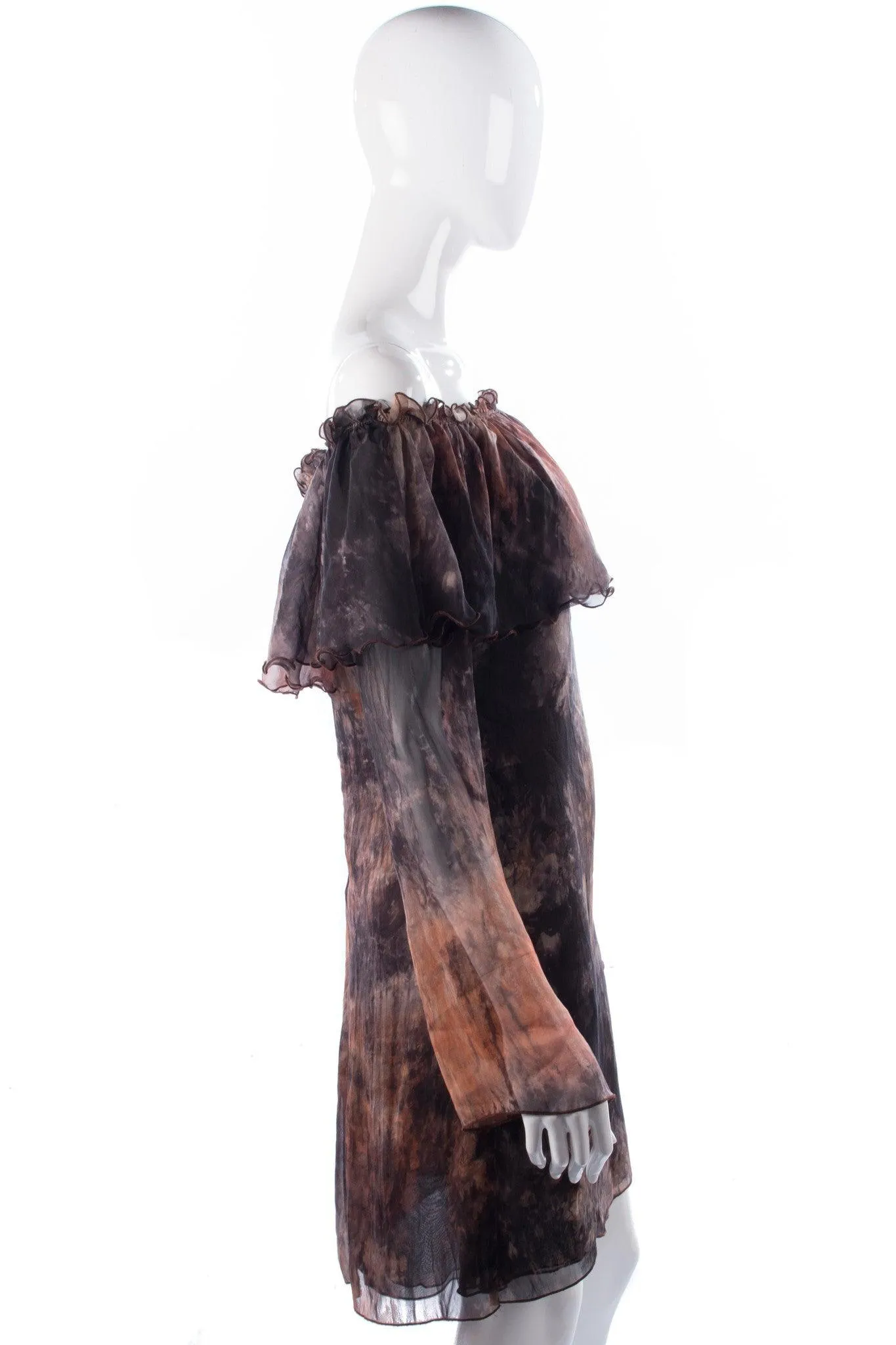 Nicola Donati Dress Silk Brown Patterned Stunning Deign UK10