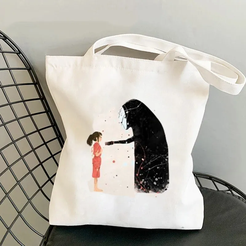 No Face Canvas Tote Bag, Shoulder Tote Bag, Shopping Bag