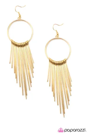 Open Door Jewelry - Egyptian Sun - Gold Earrings - Paparazzi Accessories