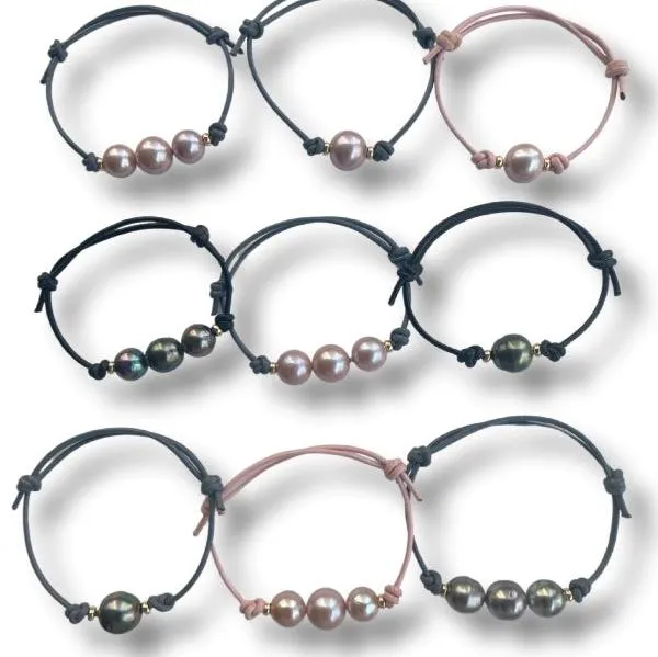 Paige Layne Pearl Leather Bracelets