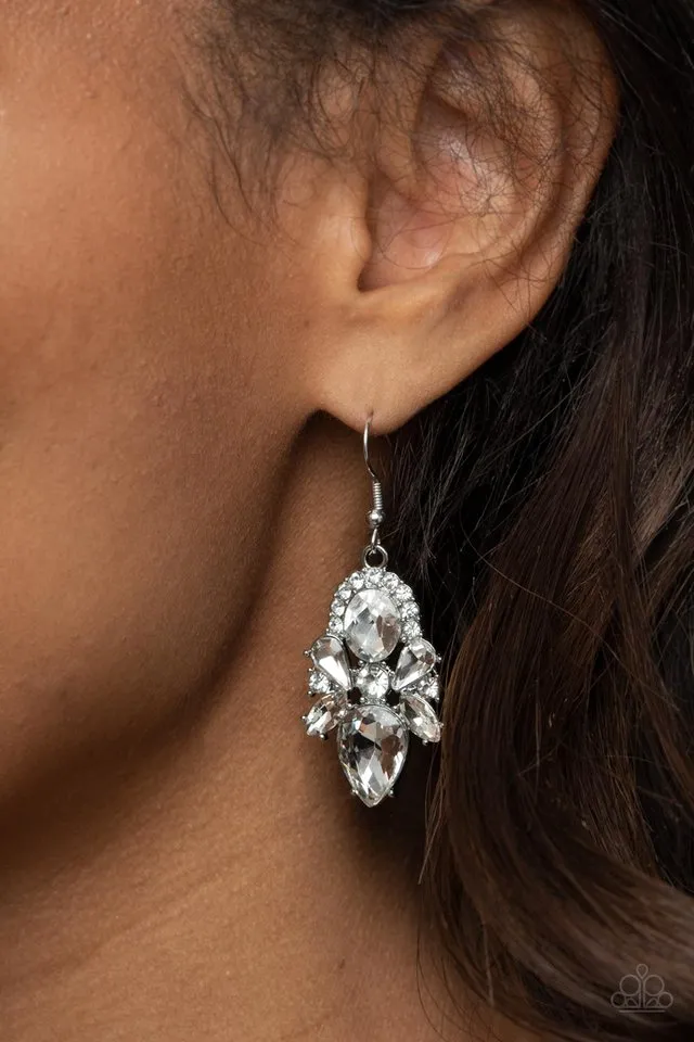 Paparazzi Earring ~ Stunning Starlet - White