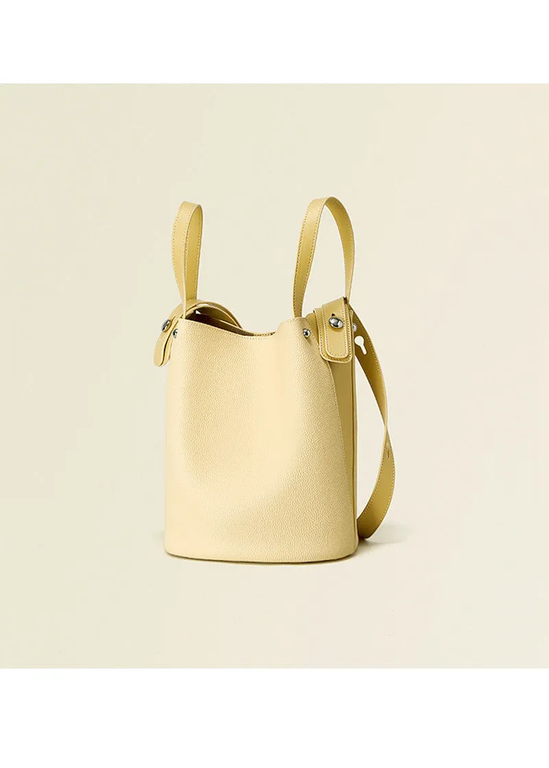 Pebbled Leather Tote Bucket Bag