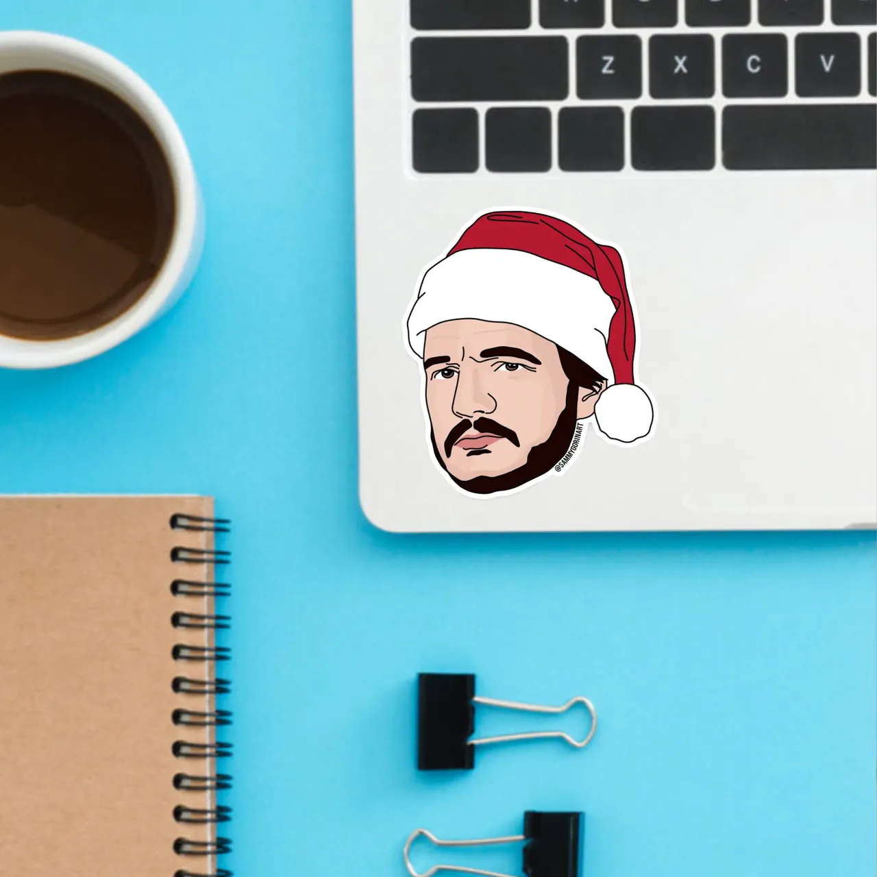 Pedro Pascal In Santa Hat Christmas Sticker