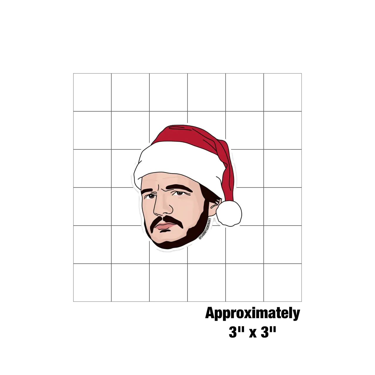 Pedro Pascal In Santa Hat Christmas Sticker